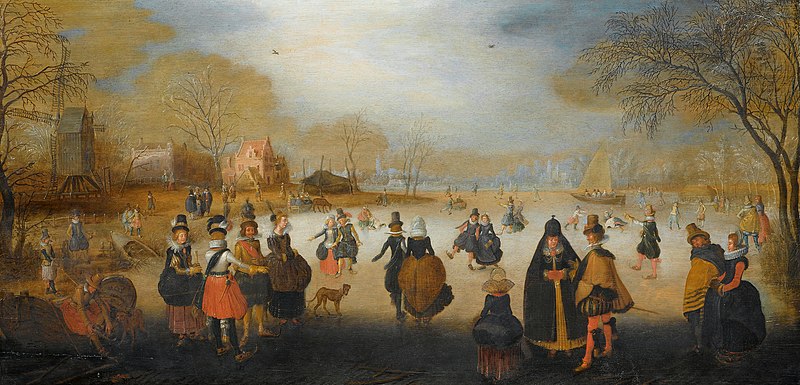 Winter landscape with skaters, Adam van Breen, between 1615 and 1620