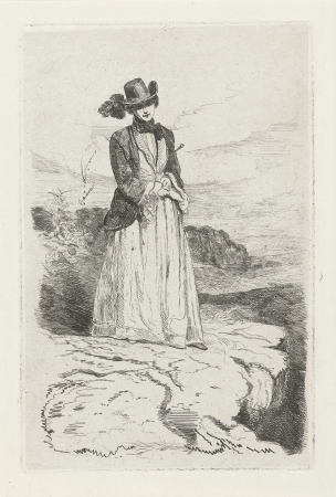Staande vrouw met rijzweep, RP-P-BI-2722, Karel Frederik Bombled, between 1832 and 1902