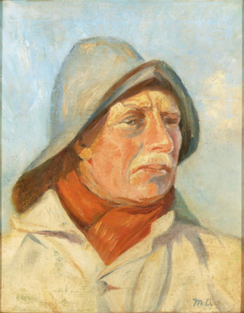 Fisherman with a sou'wester and a red scarf., Michael Peter Ancher, between 1867 and 1927