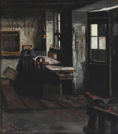 Interior of a workshop., Christian Aigens, between 1888 and 1940