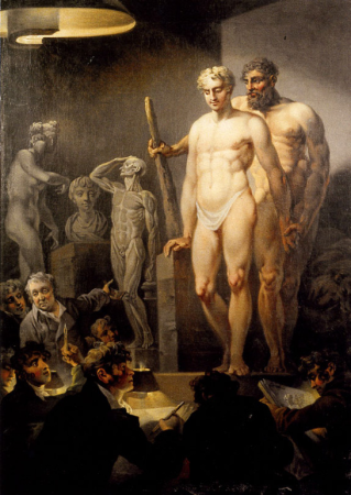 Model Class at the Copenhagen Academy, Christian August Lorentzen, circa 1824