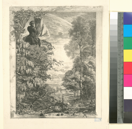 [A landscape, and in the top left a sort of tribune... (dirty margins).], 1854
