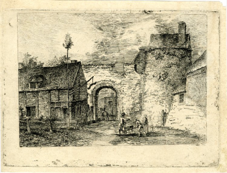 View of an arched gateway in city walls by Samuel Hieronymus Grimm 1768, Samuel Hieronymus Grimm