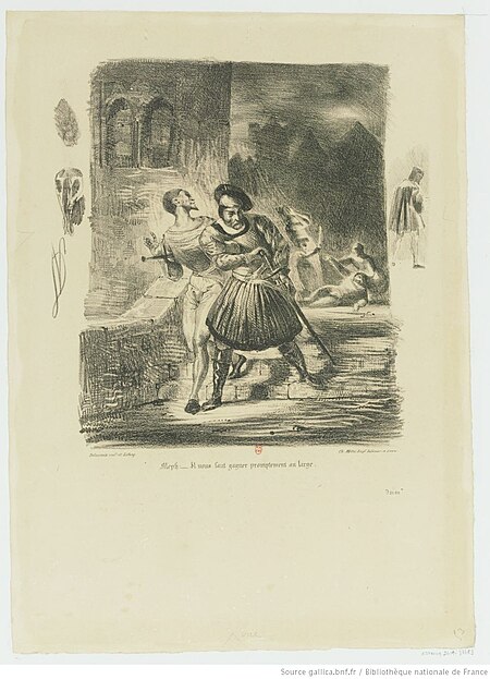 Delacroix - Méphistophélès et Faust fuyant après le duel, 2e état, btv1b10029760h, Eugène Delacroix
