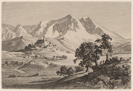 View of Albe and Monte Velino in the Abruzzi, Georg Heinrich Busse, 1839