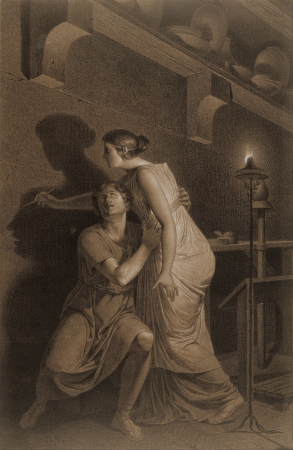 The Invention of Drawing (recto); Sketch of Lower Leg Bones of Human Skeleton (verso), Joseph-Benoît Suvée, about 1791