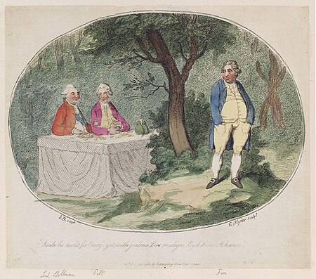 Aside he turn'd for envy, yet with jealous leer malign, eyd them askance by James Gillray, 1782