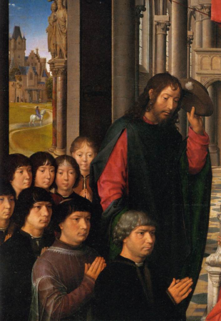 Virgin and Child with Sts James and Dominic (detail), Hans Memling, between 1488 and 1490
