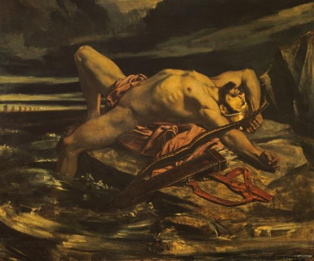 Philoctetes left on the Isle of Lemnos by the Greeks on their passage towards Troy, David Scott, 1840