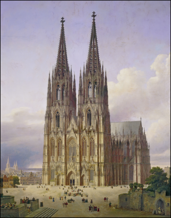 Ideal View of Cologne Cathedral from Southwest, Carl Hasenpflug, 1830s
