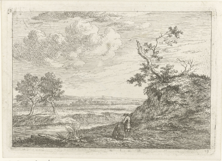Landschap met twee vissers, RP-P-1886-A-10164, Johannes Janson, between 1761 and 1784
