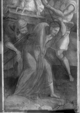 Triptych with Crucifixion with multiple figures, Jan van Scorel, between 1530 and 1539