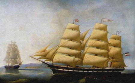 Ships Europa and Union (background), Carl Fedeler, 1868 or 1869