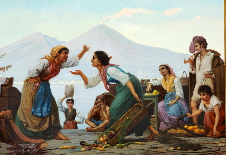 An argument on the street of S. Lucia in Naples., Wenzel Tornøe, 1874