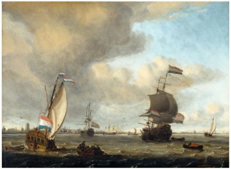 View of the Maas in front of Rotterdam, Gerrit Pompe, circa 1692