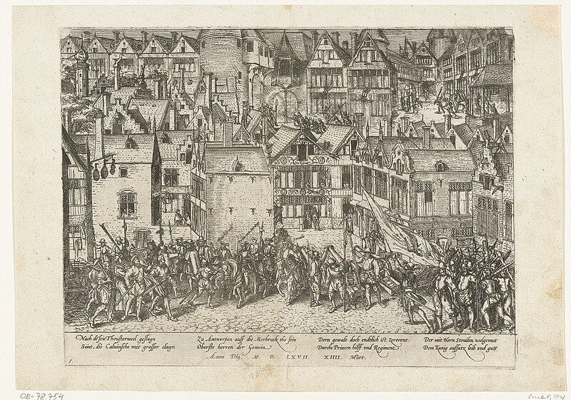 Calvinistisch oproer in Antwerpen bedwongen, 1567 Serie 5 Nederlandse Gebeurtenissen, 1566-1570 (serietitel), RP-P-OB-78.754, between 1567 and 1570