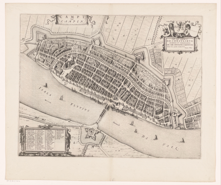 Plattegrond van Kampen Campi vulgo Campen (titel op object), RP-P-AO-3-40-2, 1652
