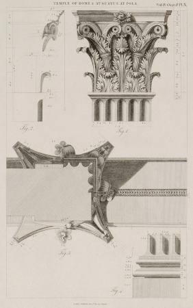 Fig 1- The capital of the pilasters or antae Fig 2- The section of the capital Fig 3- The plan of the capital reversed, - Stuart James & Revett Nicholas - 1816, 1794