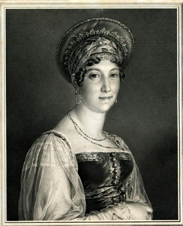 Portrait of Mademoiselle Mars in Muscovite attire engraved after the original painting and dedicated to Mademoiselle Mars by Frédéric Lignon., Étienne-Frédéric Lignon, between 1800 and 1850
