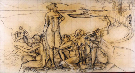 Study for the Awakening of Ulysses, setting for the Games of Nausicaa, Maurice Denis, 1914