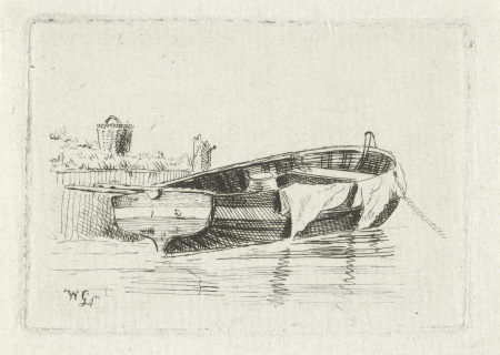 Aangemeerde roeiboot, RP-P-OB-55.817, Willem Gruyter, between 1832 and 1880