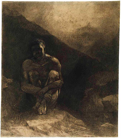 Primitive Man (Seated in Shadow), Odilon Redon, 1872