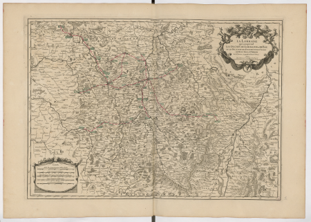 Lorraine which includes the Duchies of Lorraine and Bar and the Balliages of the Bishoprics and the cities of Metz, Toul and Verdun. By Mr. Sanson, ordinary geographer of the King. Cordier sculpted, 1700