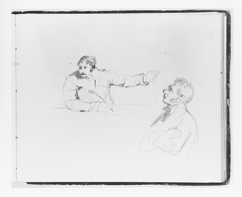Man Pointing and Writing; Man with Arms Folded (from Sketchbook), Francis William Edmonds, circa 1838 and after
