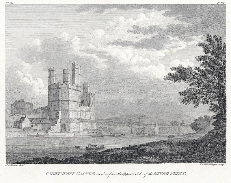 Caernarvon Castle, as seen from the opposite side of the River Seint, Samuel Hieronymus Grimm, 1780
