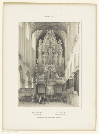 Orgel in de Sint-Bavokerk te Haarlem Haarlem Het orgel in de Grote Kerk L'orgue dans la frande église (titel op object), RP-P-1891-A-16650, Jan Weissenbruch, between 1832 and 1880