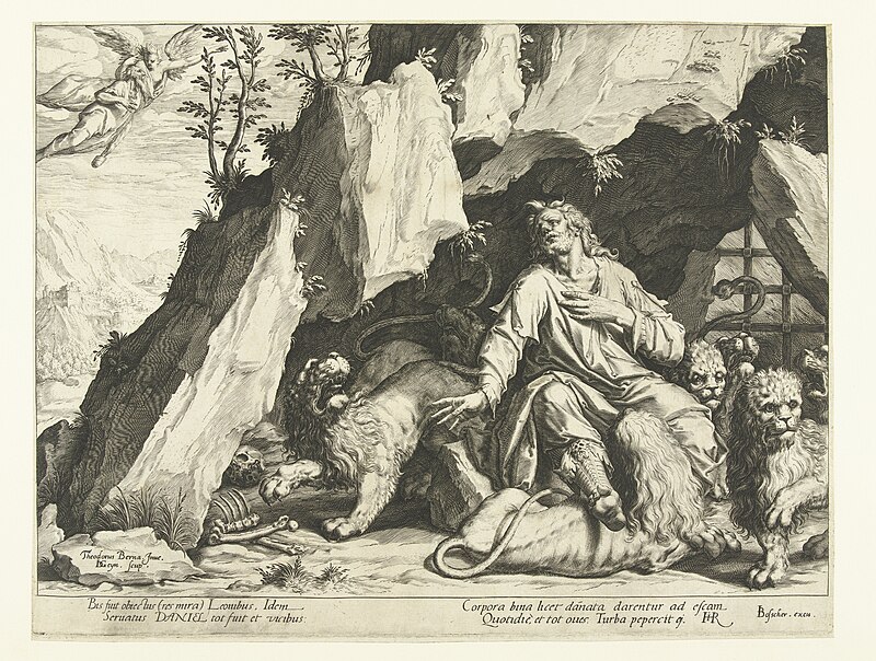 Daniël in de leeuwenkuil, RP-P-OB-9959, between 1588 and 1592