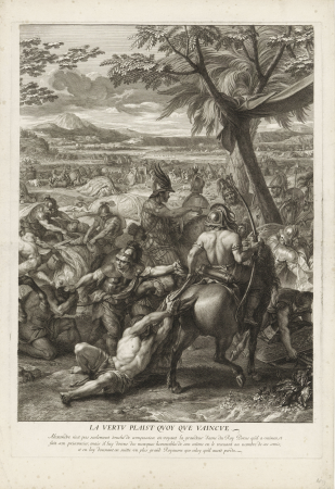 Alexander de Grote en Poros (linker blad), RP-P-OB-73.321, Gérard Audran, between 1650 and 1703