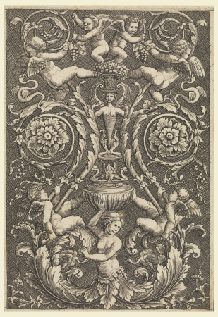 Print, Grotesque with Putti and Grape Vines, 1532, Master of the Die
