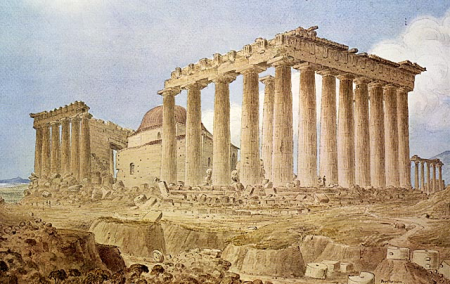 The destroyed Parthenon with the remains of the cathedral-mosque., James Skene of Rubislaw, 1838