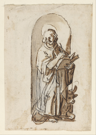 Page from a sketchbook showing St. Luke., Stradanus, ca. 1590