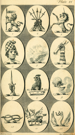 British crests - containing the crests and mottos of the families of Great Britain and Ireland; together with those of the principal cities; and a glossary of heraldic terms (1817) (14783900965), 1817