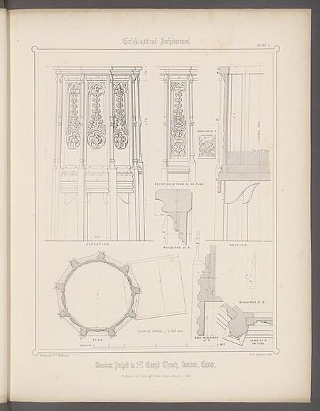 Examples of antient pulpits existing in England: selected and drawn form sketches and measurement taken on the spot, with descriptive letter-press, Francis Thomas Dollman