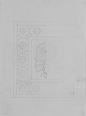 Study of a panel decorated with a flower in a frame decorated with geometric motifs, Gustave Moreau, between 1850 and 1895