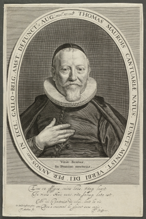 Portret van Thomas Maurois, predikant in de Waalse kerk te Amsterdam. NL-HlmNHA 1477 53009860, Theodor Matham, between 1646 and 1676