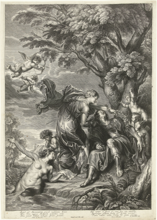 Armida bindt Rinaldo vast met magische ketting, RP-P-H-H-1318, Anthony van Dyck, between 1623 and 1660