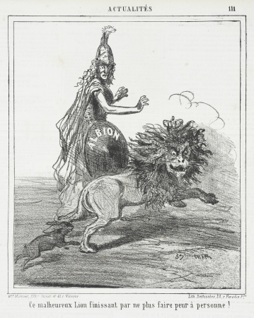 This unfortunate lion ended up no longer scaring anyone!, Amédée de Noé, 1864