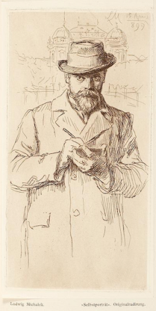 Ludwig Michalek - Selbstportraet - Radierung - 1899, Ludwig Michalek, circa 1899