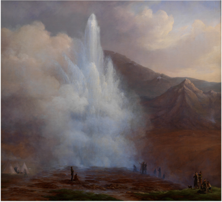 Kloss Store Geysir på Island 1835, Frederik Theodor Kloss