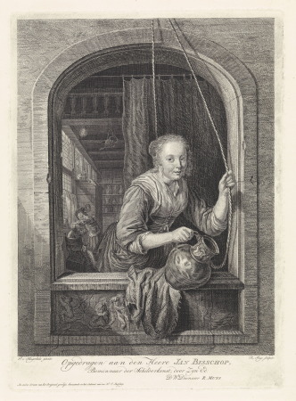 Vrouw met kan in het venster, RP-P-1903-A-23509, Robbert Muys, between 1752 and 1771