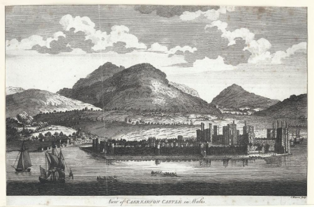 View of Caernarvon Castle in Wales, Charles Warren, circa 1820