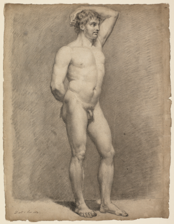 Attributed to David - An academy study of a male nude, PD.970-1963, Jacques-Louis David