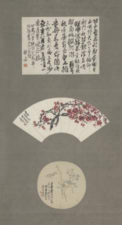 "Wu Junqing Colored Red Plum Orchid Fan", Wu Chang-shuo