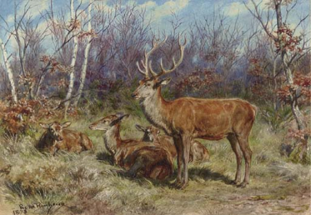 A Buck and Doe in the Forest, Rosa Bonheur, Executed in 1875