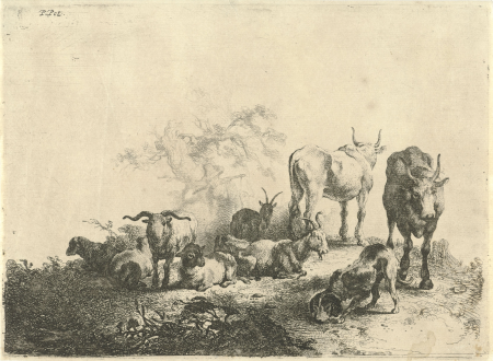 Landschap met vee en een melkmeid, RP-P-OB-24.188, Paulus Potter, between 1644 and 1726