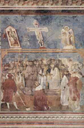 Fresco cycle on the life of St. Francis of Assisi, scene: The confirmation of the stigmata of St. Francis, Giotto, 1296-1298